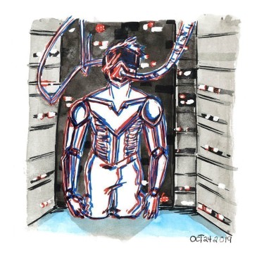 Inktober Cyborgs No. 024 - Dizzy