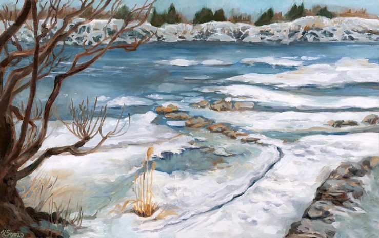 2020-Plein-Air-Oil-Sketch-of-Melting-Ice-Flows-on-Saint-Lawrence-River-14x11-sml