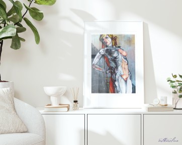 Cyborg Woman Transhumanism Oil Painting by Karolina Szablewska - Home Decor - Vertical Large