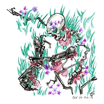 Inktober Cyborgs No. 014 - Overgrown