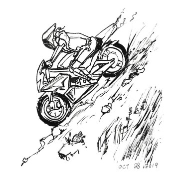 Inktober Cyborgs No. 028 - Motorcycle Ride