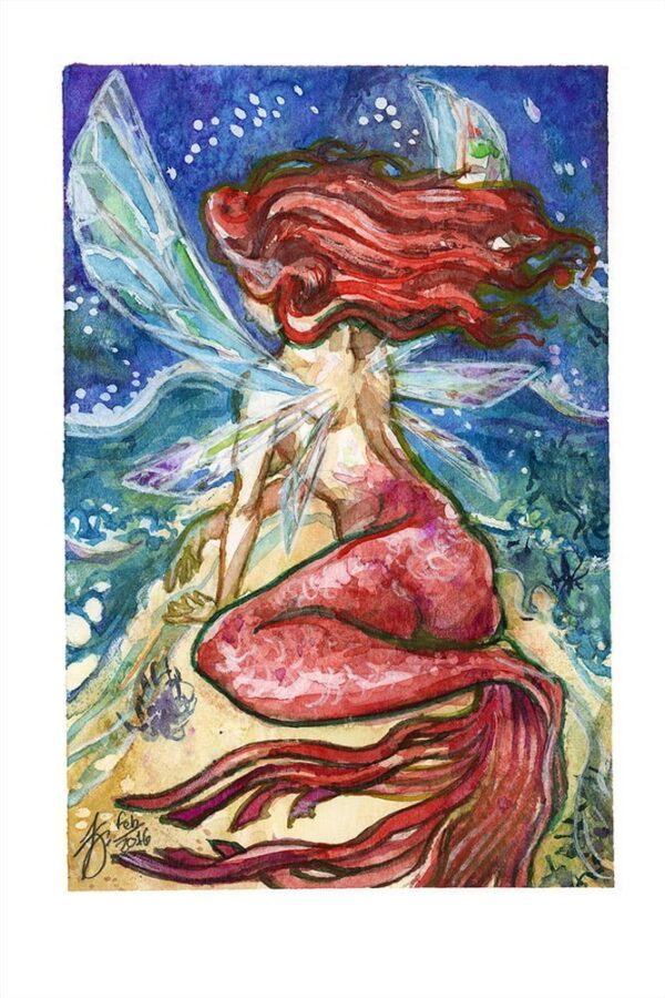 fairy mermaid watercolor painting