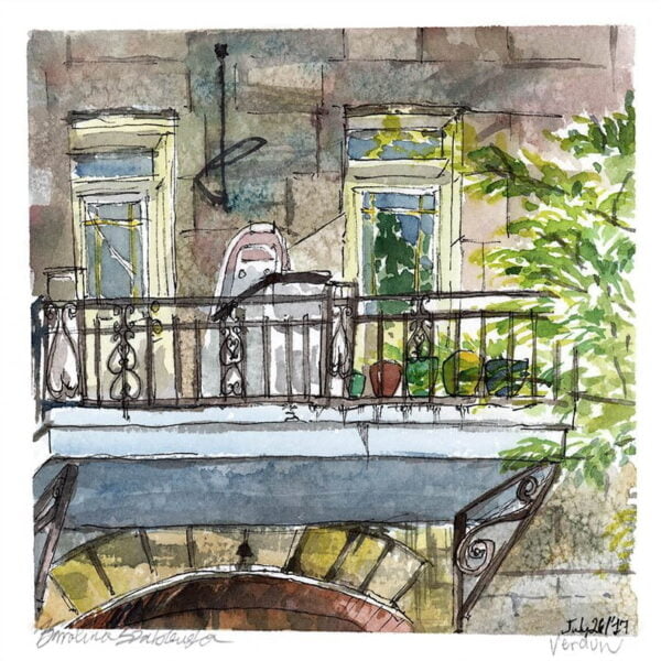 wellington street balcony watercolor en plein air painting