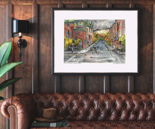 Montreal Art - Extra Large Wall Art Prints of Santropol Cafe, Mont Royal, Quebec, Canada in Watercolor and Ink by Karolina Szablewska