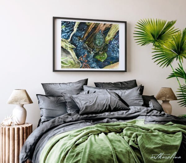 Turtle Art Prints - Extra Large Wall Art of Turtle Watercolor Painting / Animal Nursery Decor / Blue Calm Decor by Karolina Szablewska