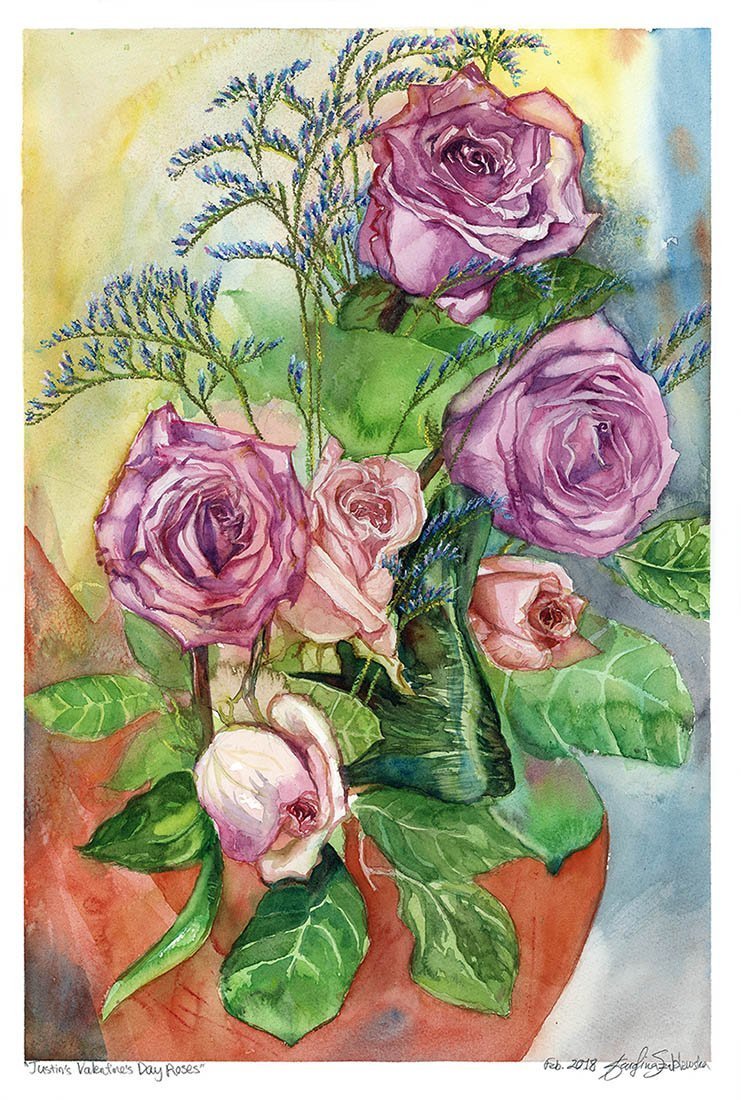 valentine's day roses still life painting