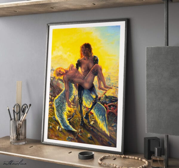 Cyborg Art Prints - Sci-fi Extra Large Wall Art / Dark Surreal Oil Painting / Classical Renaissance Pieta - Image 5