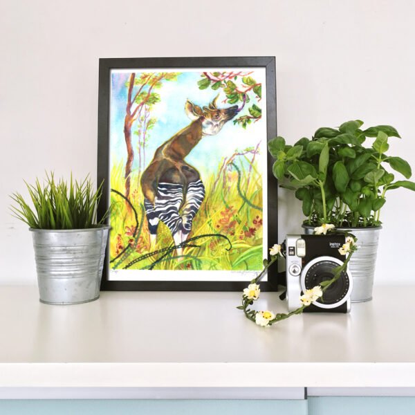 Okapi Art Prints - Extra Large Wall Art of Okapi with Embroidery / Animal Nursery Decor / African Safari Wildlife Art by Karolina Szablewska
