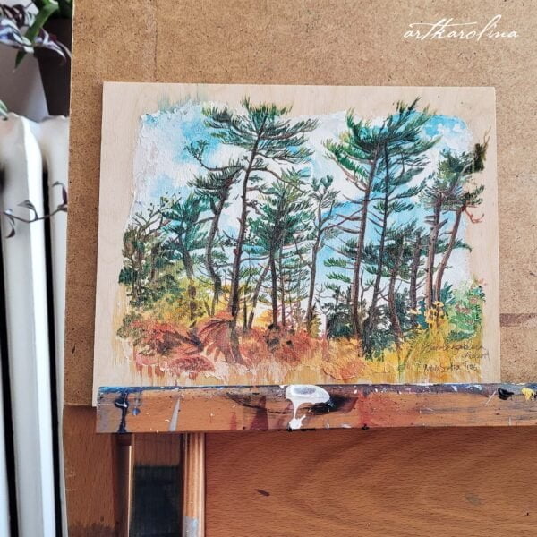Watercolor Painting Original Art - Nova Scotia Trees / Forest Painting / Canadian Landscape Painting by Karolina Szablewska