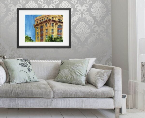Old Montreal Art Prints - Extra Large Wall Art of French Architecture Building in Watercolor by Karolina Szablewska