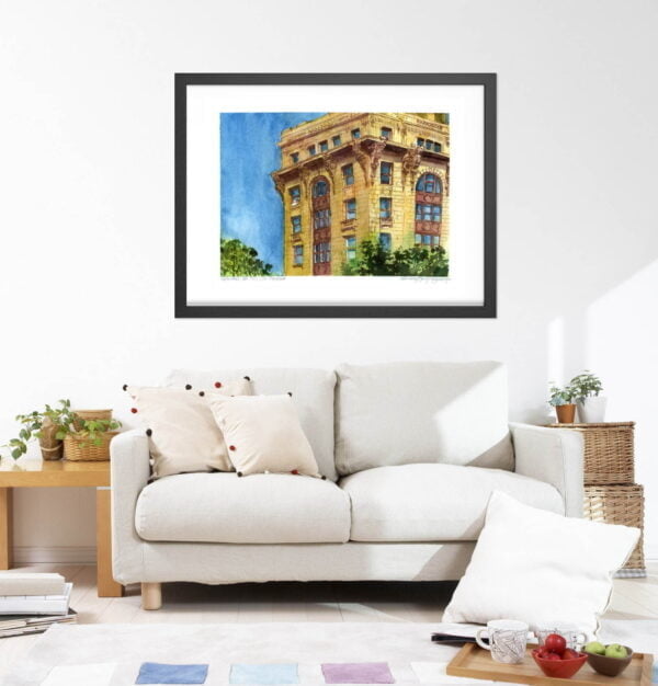 Old Montreal Art Prints - Extra Large Wall Art of French Architecture Building in Watercolor by Karolina Szablewska