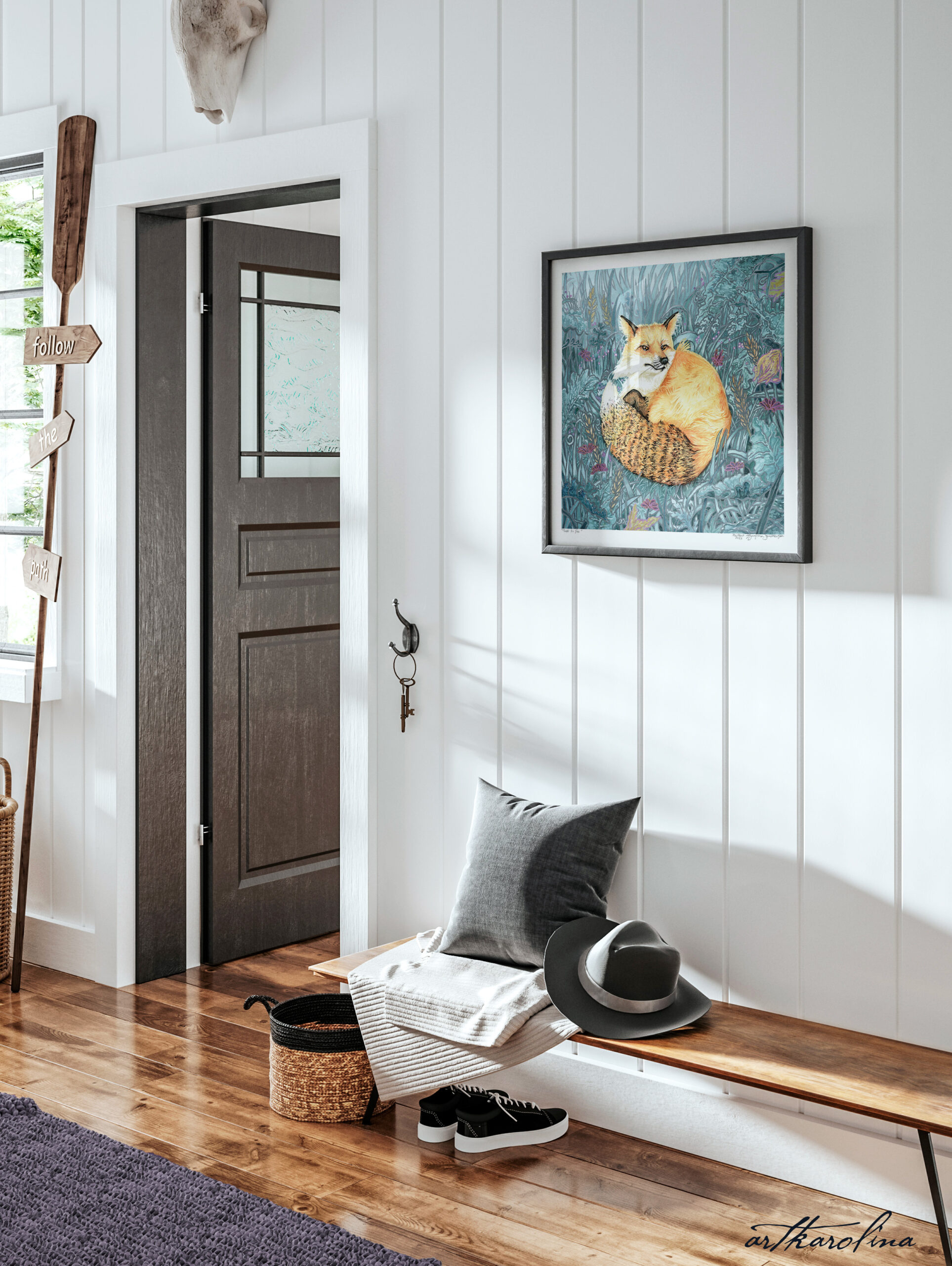 Fox Art Print - Square Extra Large Wall Art of Fox Watercolor Painting / Woodland Animals / Wildlife Art / Animal Nursery Decor - Image 9