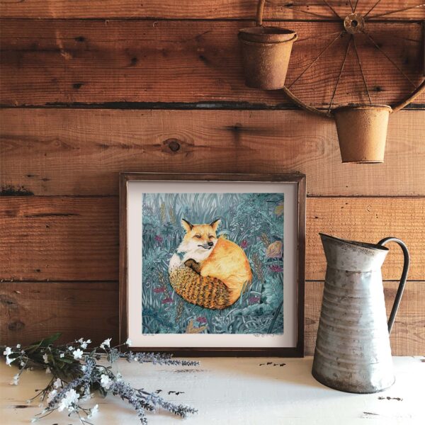 Fox Art Print - Square Extra Large Wall Art of Fox Watercolor Painting / Woodland Animals / Wildlife Art / Animal Nursery Decor by Karolina Szablewska