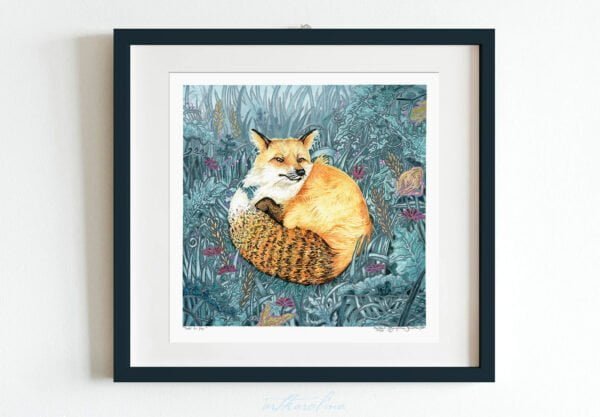 Fox Art Print - Square Extra Large Wall Art of Fox Watercolor Painting / Woodland Animals / Wildlife Art / Animal Nursery Decor by Karolina Szablewska