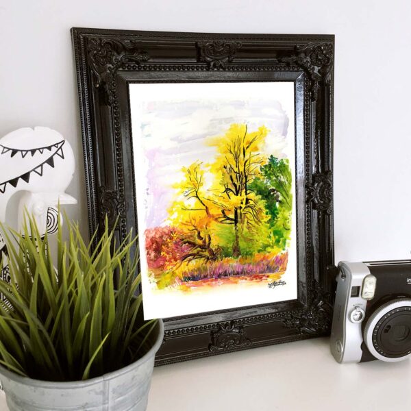Autumn Landscape Art Prints - Extra Large Wall Art / Plein Air Painting of Yellow Trees / Fall Colors / Botanical Gardens by Karolina Szablewska