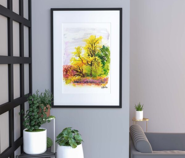 Autumn Landscape Art Prints - Extra Large Wall Art / Plein Air Painting of Yellow Trees / Fall Colors / Botanical Gardens by Karolina Szablewska