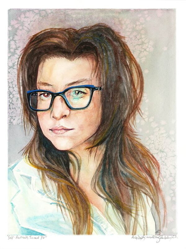 self-portrait watercolor painting by karolina szablewska