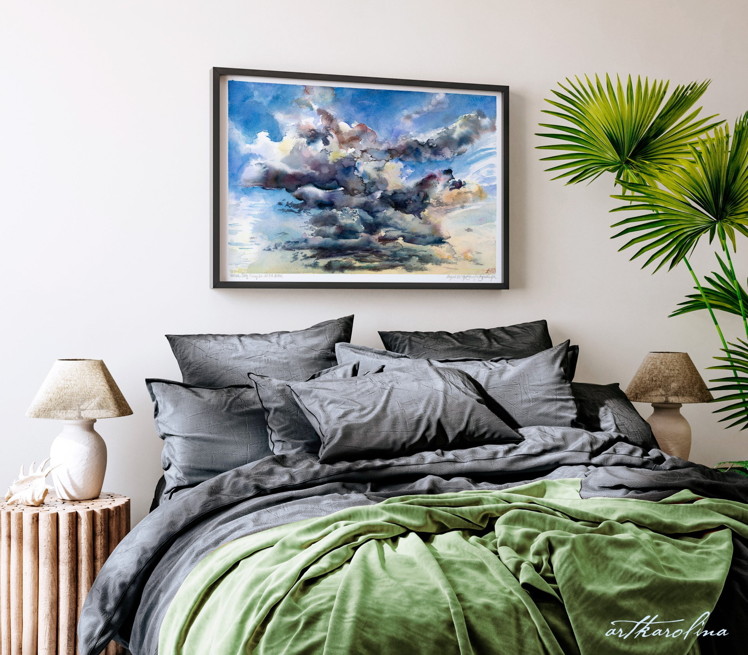 Clouds Art Print - Cloudy Sky Large Wall Art of Watercolor Landscape Painting / Sky Painting / Cloud Painting - Image 6
