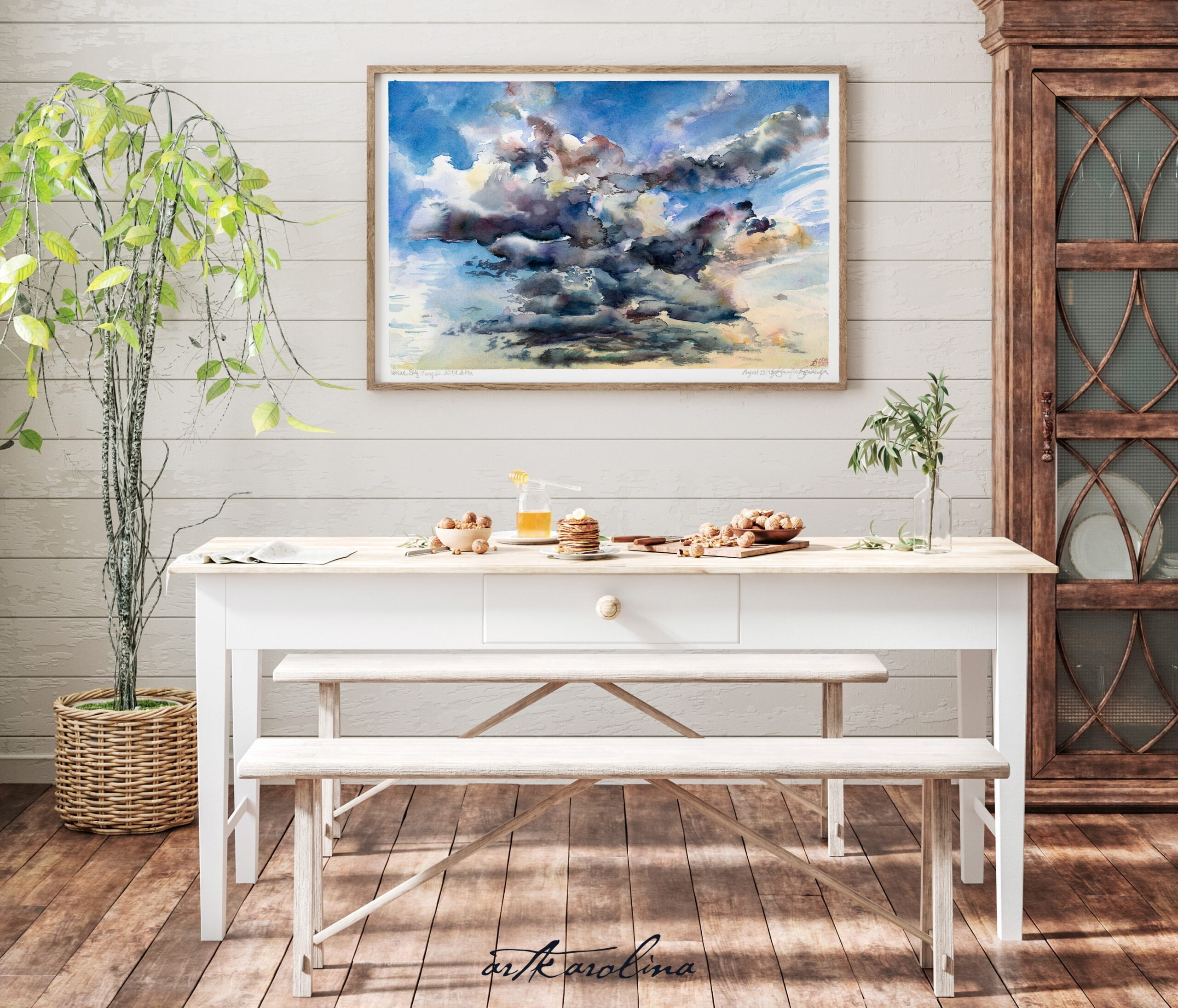 Clouds Art Print - Cloudy Sky Large Wall Art of Watercolor Landscape Painting / Sky Painting / Cloud Painting - Image 7
