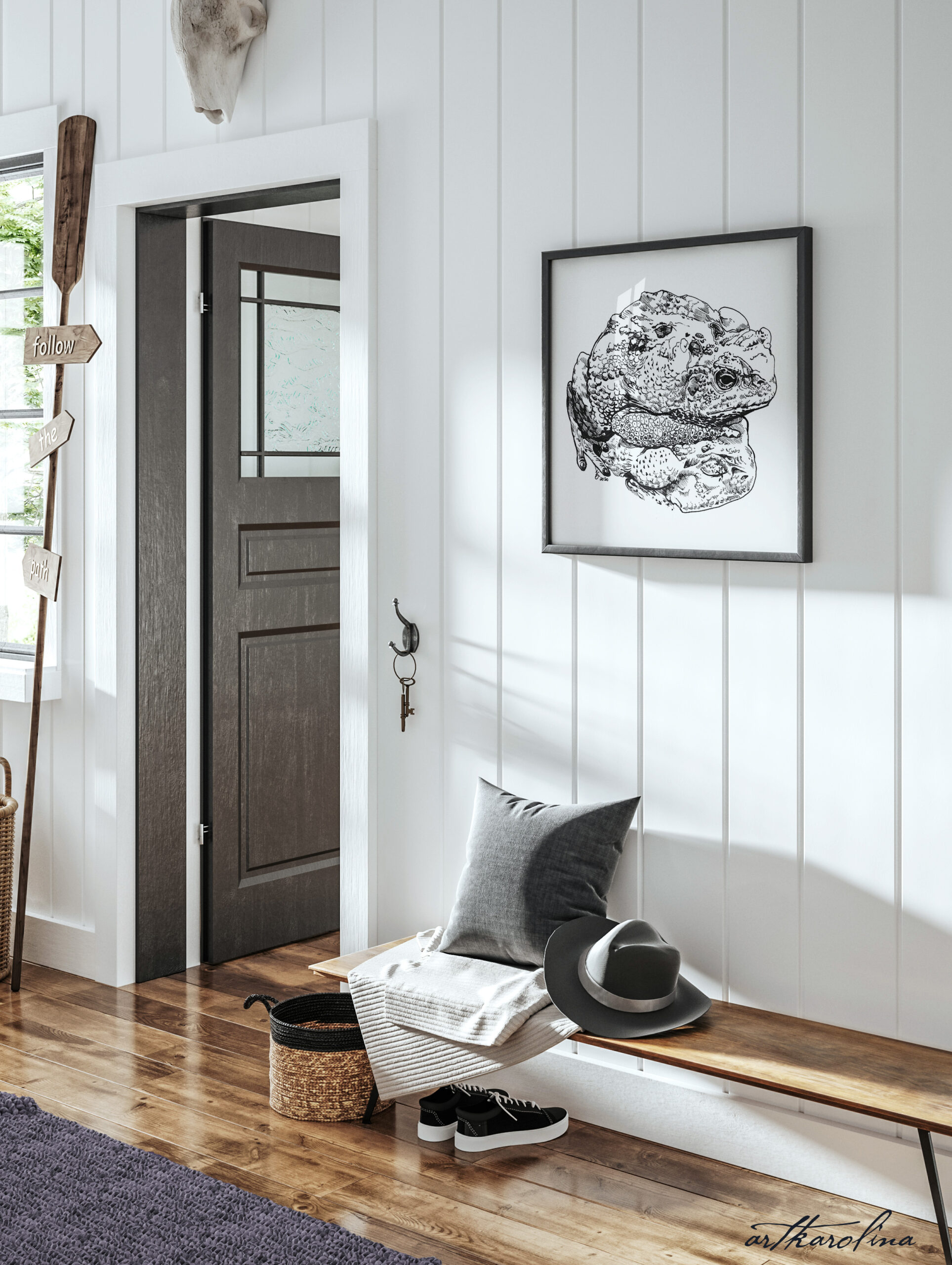 Toads Art Print - Toads Ink Drawing / Black & White Minimalist Extra Large Wall Art / Frog Art / Amphibians - Image 3