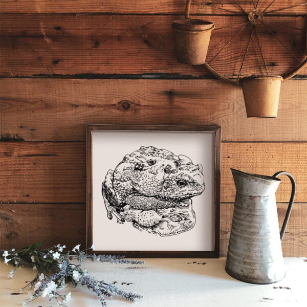 Toads Art Print - Toads Ink Drawing / Black & White Minimalist Extra Large Wall Art / Frog Art / Amphibians by Karolina Szablewska