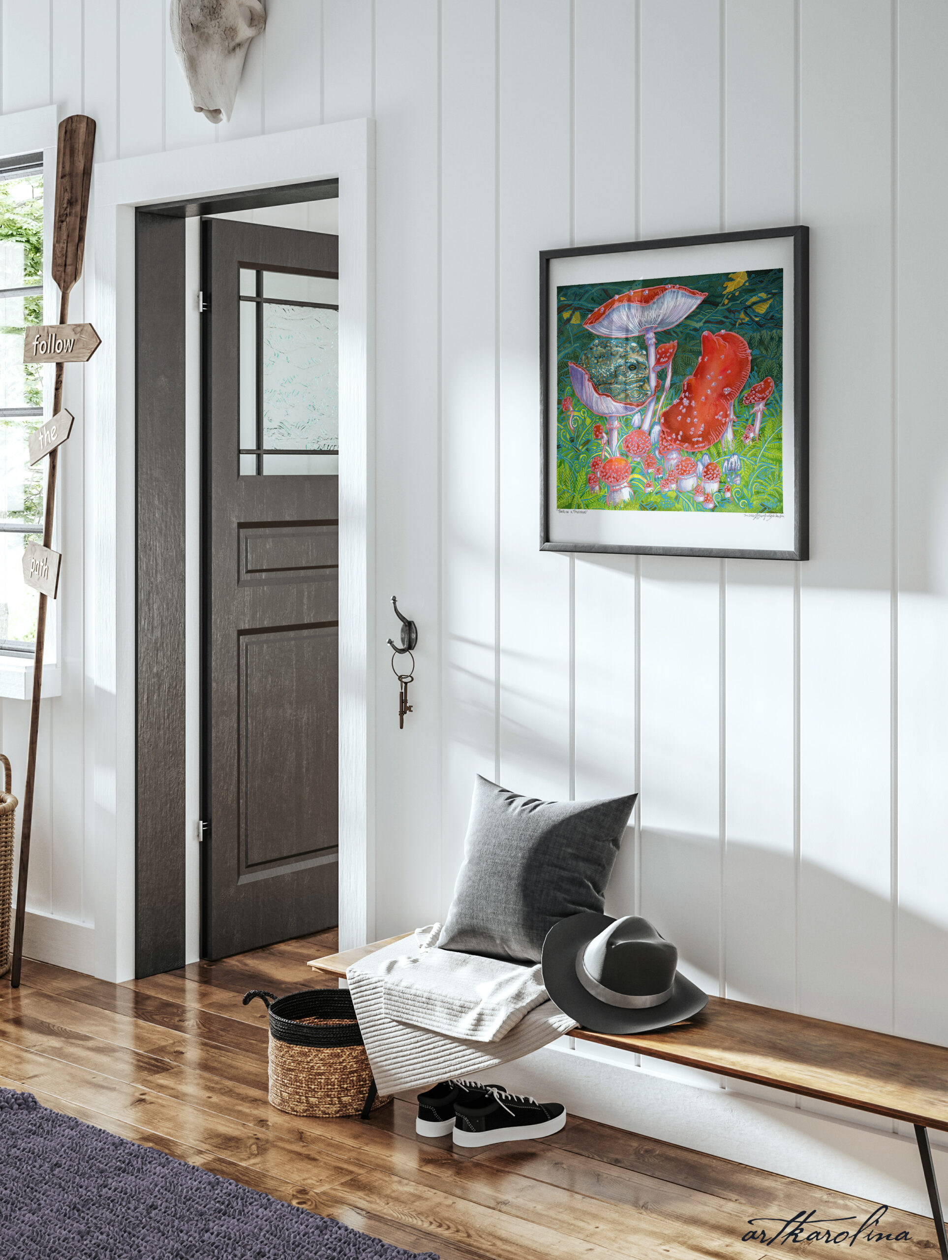 Toads on a Toadstool Art Print - Whimsical Wall Art of Boreal Forest / Mushroom Art / Frog Art / Animal Decor / Amphibians - Image 4