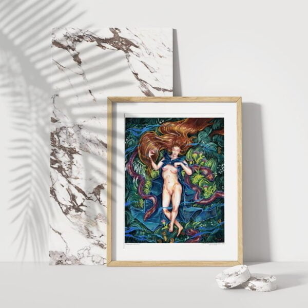 Fantasy Print - Extra Large Wall Art / Water Nymph / Whimsical Figurative Art / Fantasy Art Female Nude by Karolina Szablewska