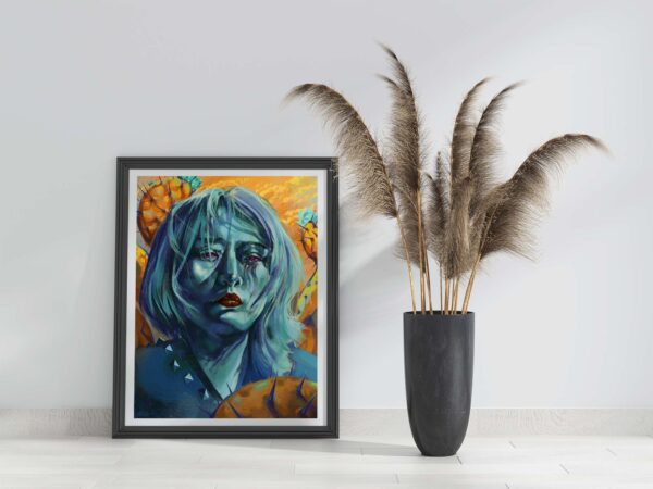 Surreal Print - Extra Large Wall Art / Woman with Prickly Pear Cactus / Dark Weird Art / Dark Surrealism Figure Drawing by Karolina Szablewska
