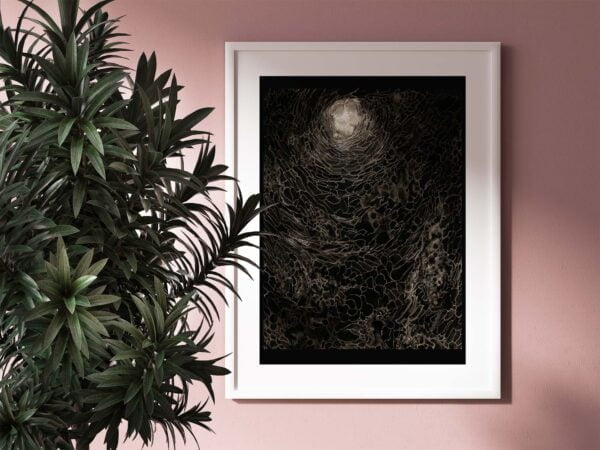 Dark Surreal Art Print - Weird Extra Large Wall Art of Psychedelic Void / Trippy Strange Artwork / Black Goth Decor by Karolina Szablewska
