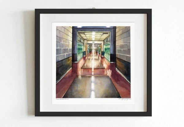 Liminal Art Prints - Extra Large Wall Art of Empty Highschool Hallway Liminal Space / Creepy Art of Abandoned School / Backrooms / Nostalgia by Karolina Szablewska
