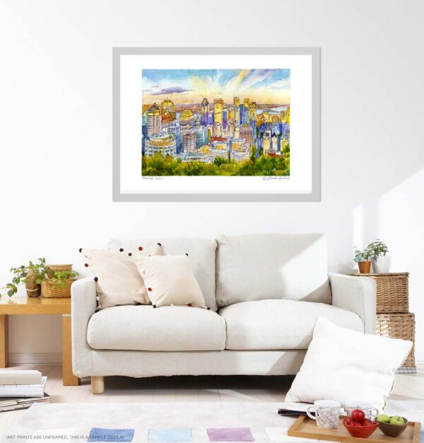 Montreal Art - Extra Large Wall Art Prints of Montreal Skyline, Mont Royal, Quebec, Canada in Watercolor and Ink by Karolina Szablewska