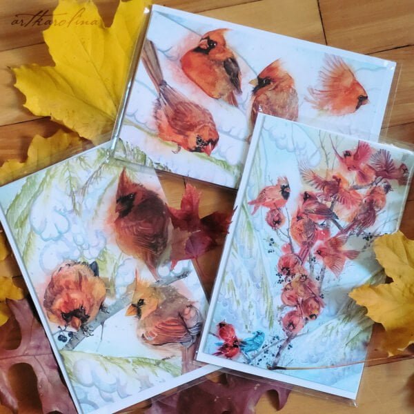 Red Cardinals Assorted Set of Greeting Cards