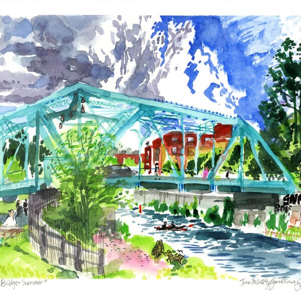 Charlevoix Bridge - Summer Watercolor Painting by Karolina Szablewska