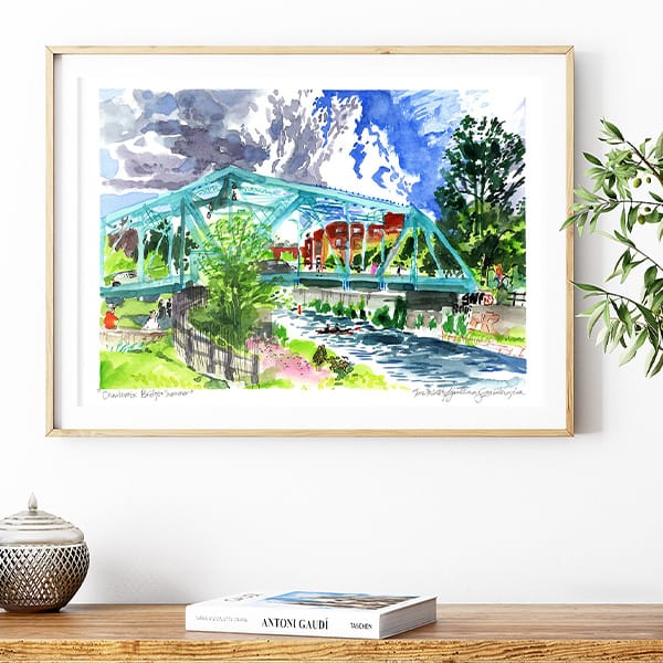 Montreal Art - Extra Large Wall Art Prints of Charlevoix Bridge on Lachine Canal in Watercolor